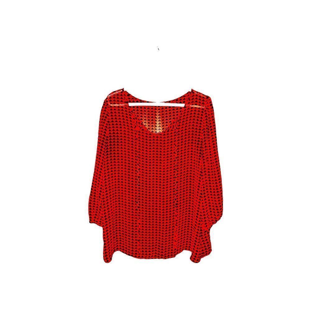 Pleione Red and Black Polka Dot Blouse